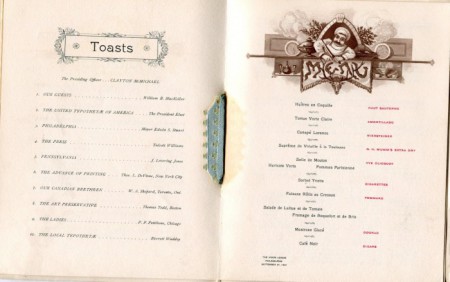 Innenseite der Menukarte Philadephia 1894